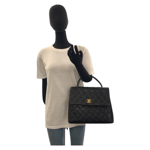 CHANEL Chanel Matelasse Top Handle Coco Mark Turnlock Black Gold Hardware Cav... - Picture 6 of 10